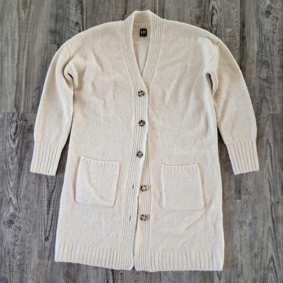 Wool-Blend Button-Front Cardigan Sweater - Picture 2 of 7